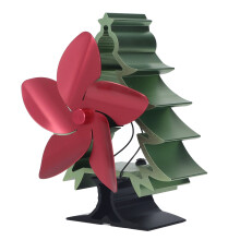 5 Blade Heat Powered Stove Fan Adjustable Speed Thermoelectric Fireplace Fan Christmas Tree Style