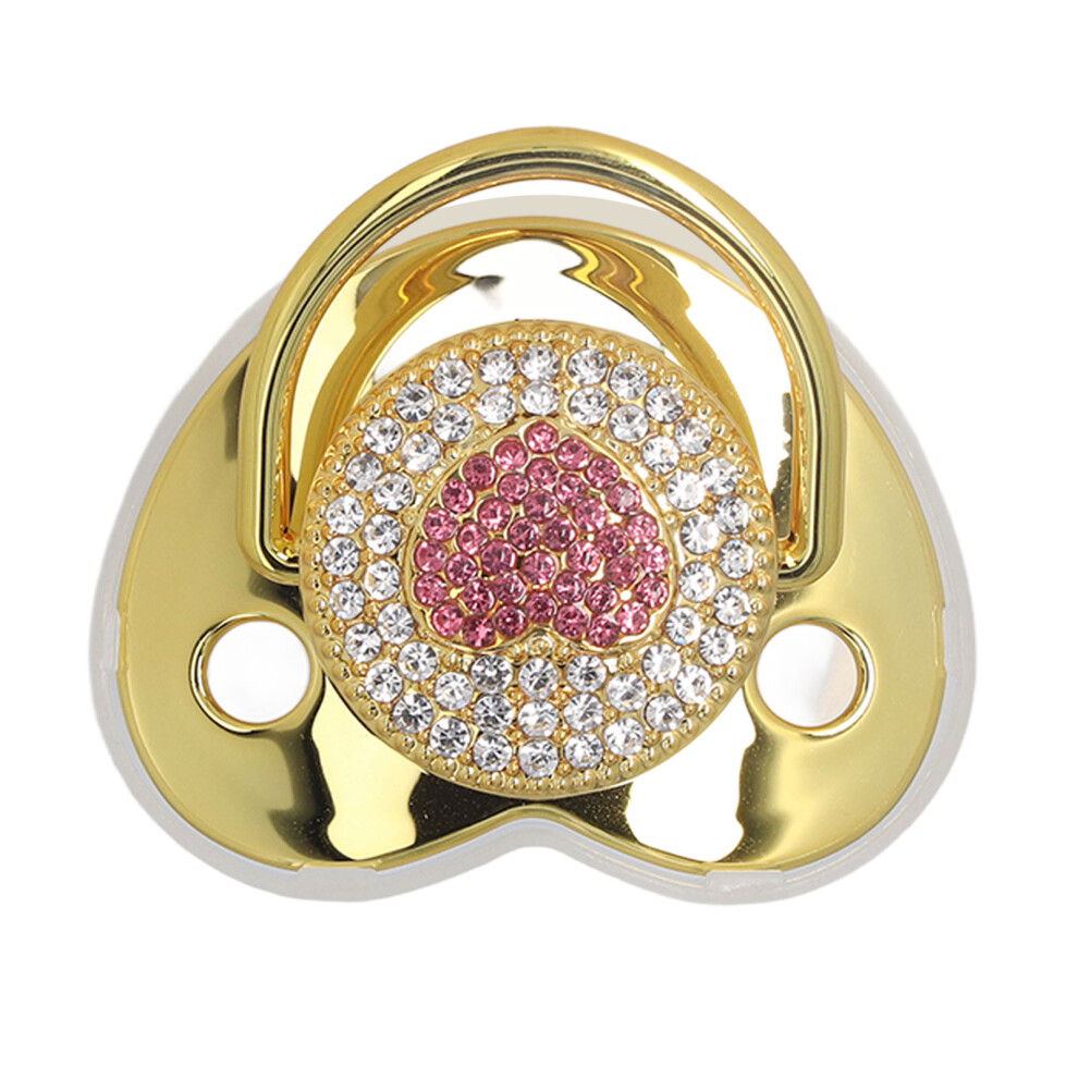 Newborn Soother Pacifiers Silicone Exquisite Wear Comfortably Heart Shape Pacifiers Set for Infants Baby Gold