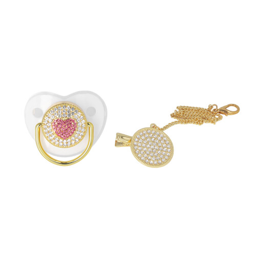 Set de chupetes con forma de corazón de silicona, blanco, 6-18 meses 1