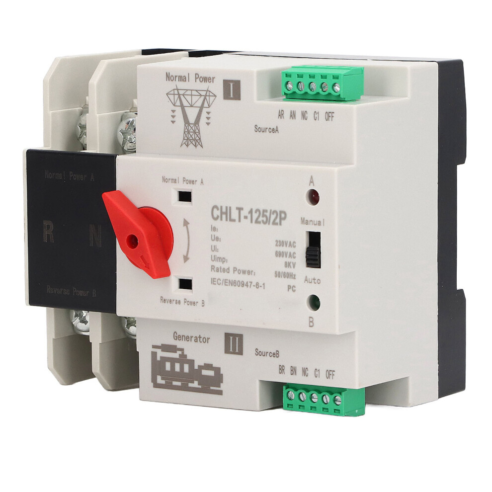 Dual Power Automatic Transfer Switch Flame Retardant Dual Power Switch For Shopping Mall Ac230v 100A 5011320829153