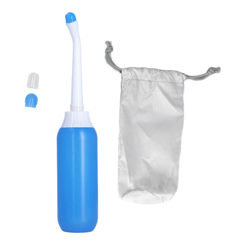 Botella de rociado para bidé azul con boquilla extensible 1