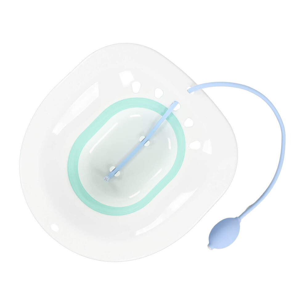 Green Toilet Bath Squat Free Reduce Pain Spill Proof Water Massage Foldable Sitz Bath With Flusher For Postpartum With Flusher