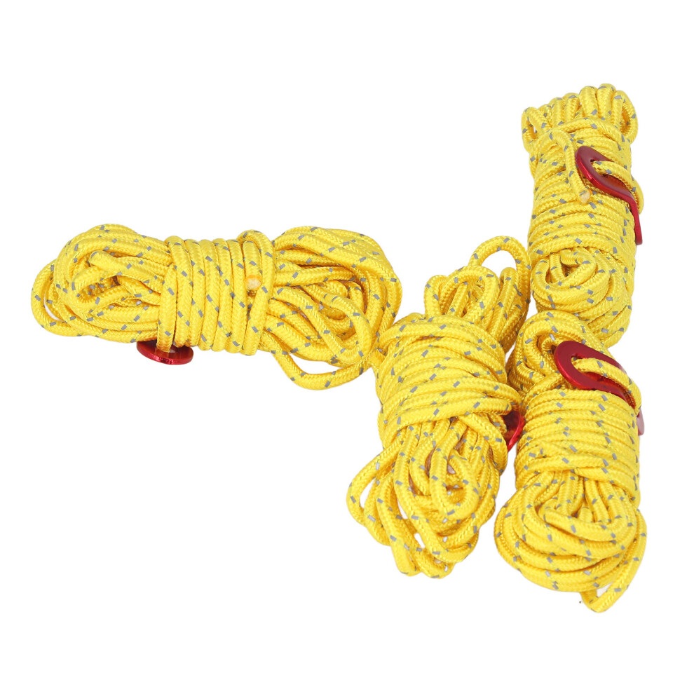 4Pcs 4mm Reflective Tent Rope High Strength Lightweight Camping Cord for Outdoor Camping Hammocks Yellow-image-OPC-PHV6RCT-NEW