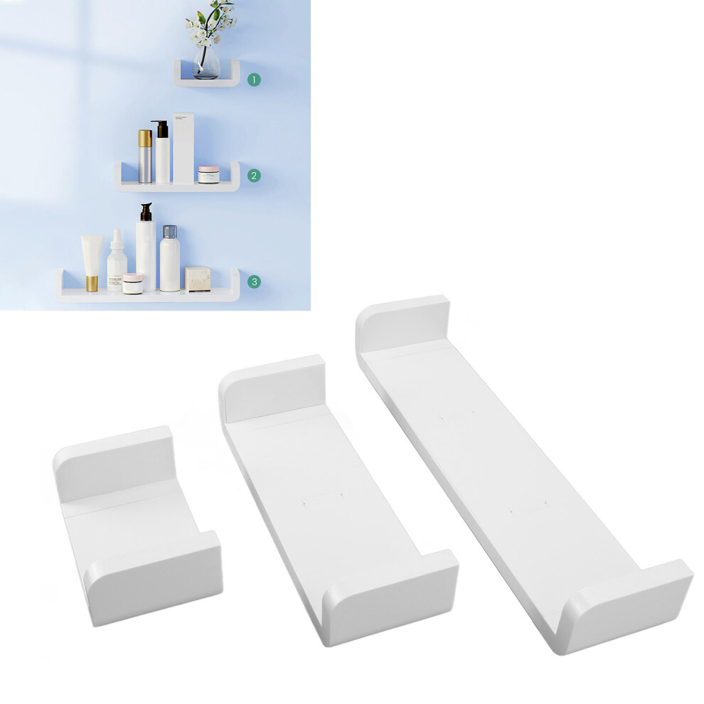3pcs Storage Racks White Plastic Wall Mounted Shelf Home Decoration for Bathroom Television Cabinet-image-OPC-PHV6RDX-NEW