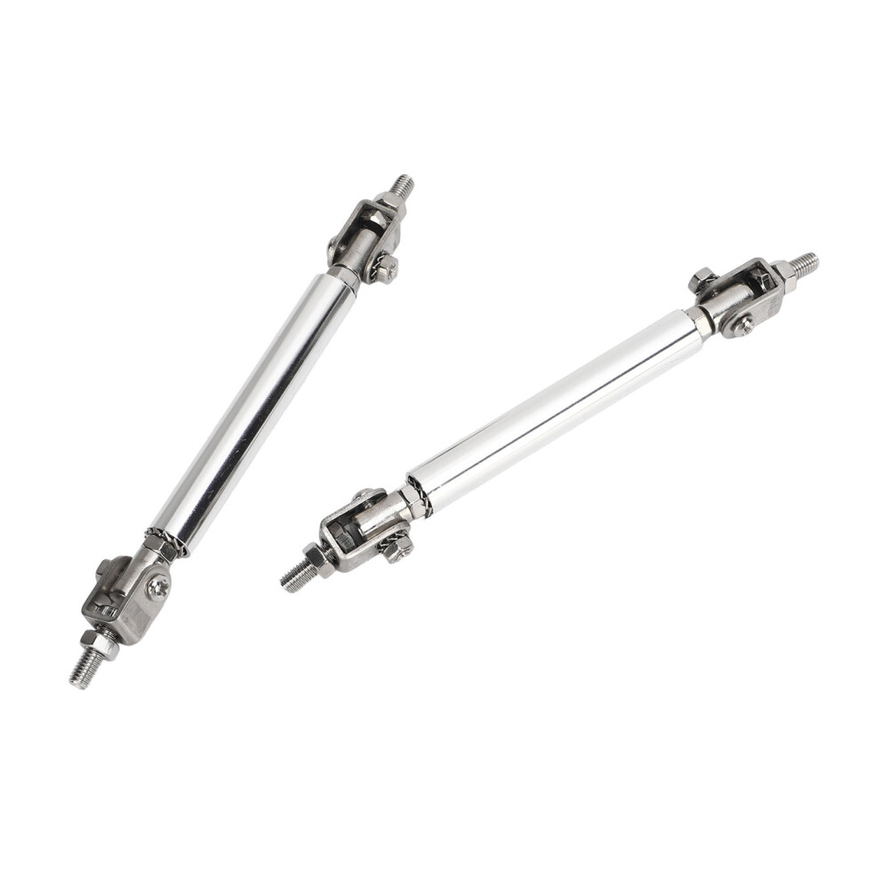2 Pcs Splitter Strut Rods 7.5Cm Adjustable Bumper Protector Lip Rod Splitter Universal For Car Silver 7651320838908