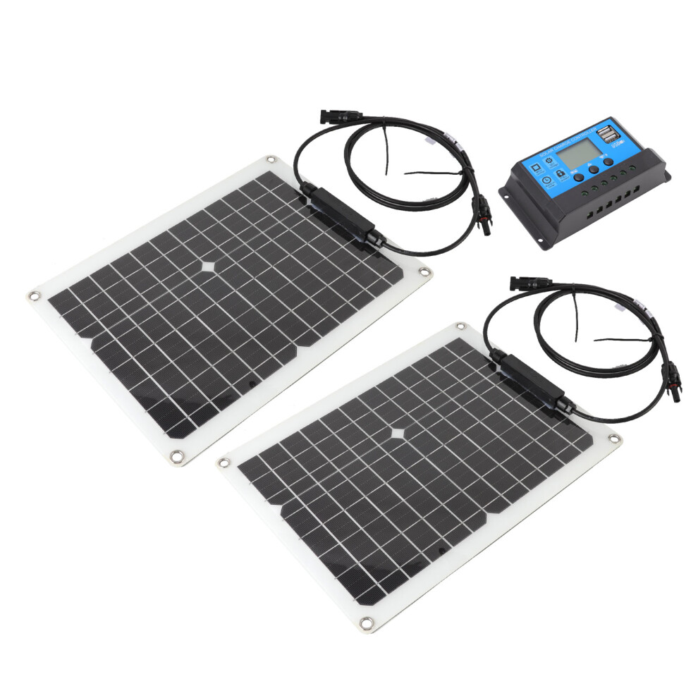 2Pcs Solar Panel Kit 50W Monocrystalline Silicon Solar Charge Panel With 10A Controller For Car Yacht Rv 7651320842837