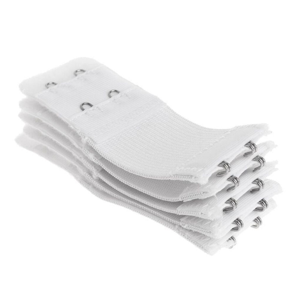 (white) 5pcs Bra Extender 2 Hook Ladies Soft Bra Extension Strap Underwear Strapless