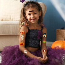 10 láminas de tatuajes temporales de Halloween para niños