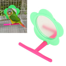 Blütenförmige Plastik-Sitzstange mit Spiegel für Vögel, 4  12 cm