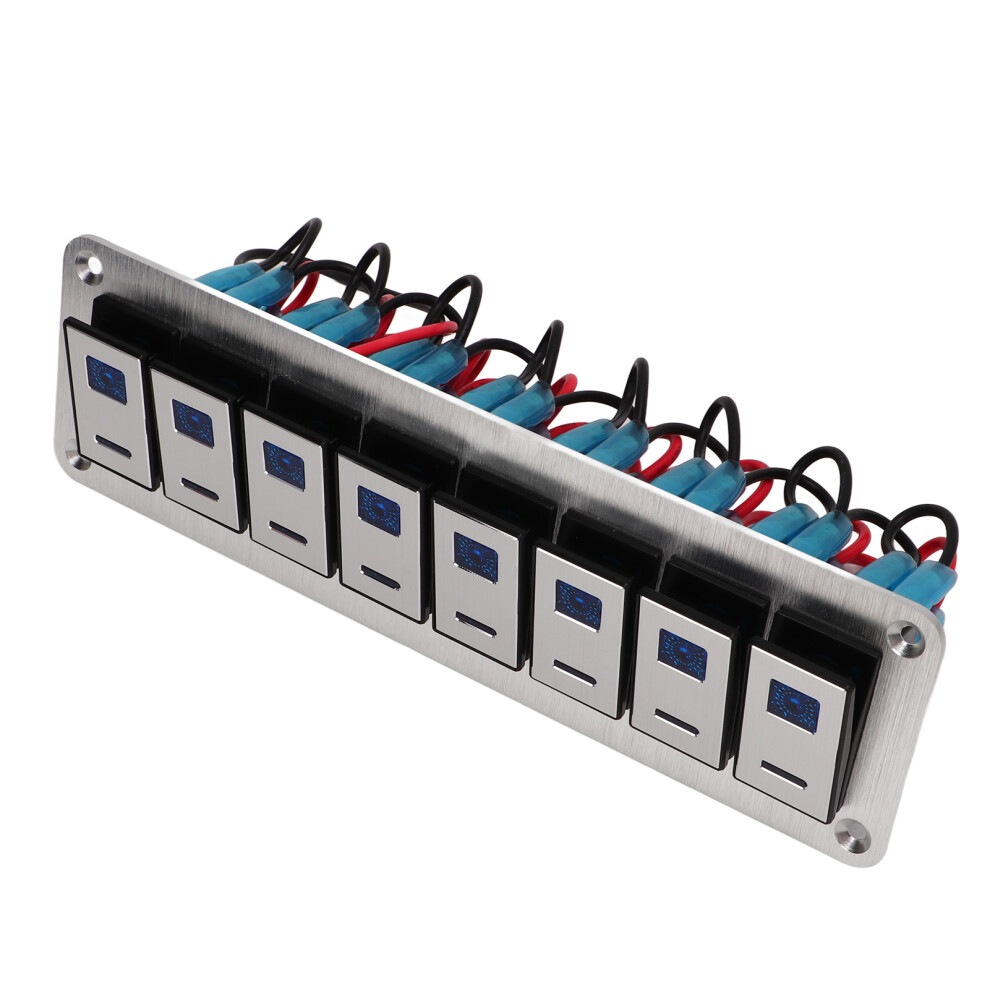 Rocker Switch Panel 8 Gang 12Â24V 5 Pin Blue Light Toggle On Off Lights Control Switch Panel 9461320856486