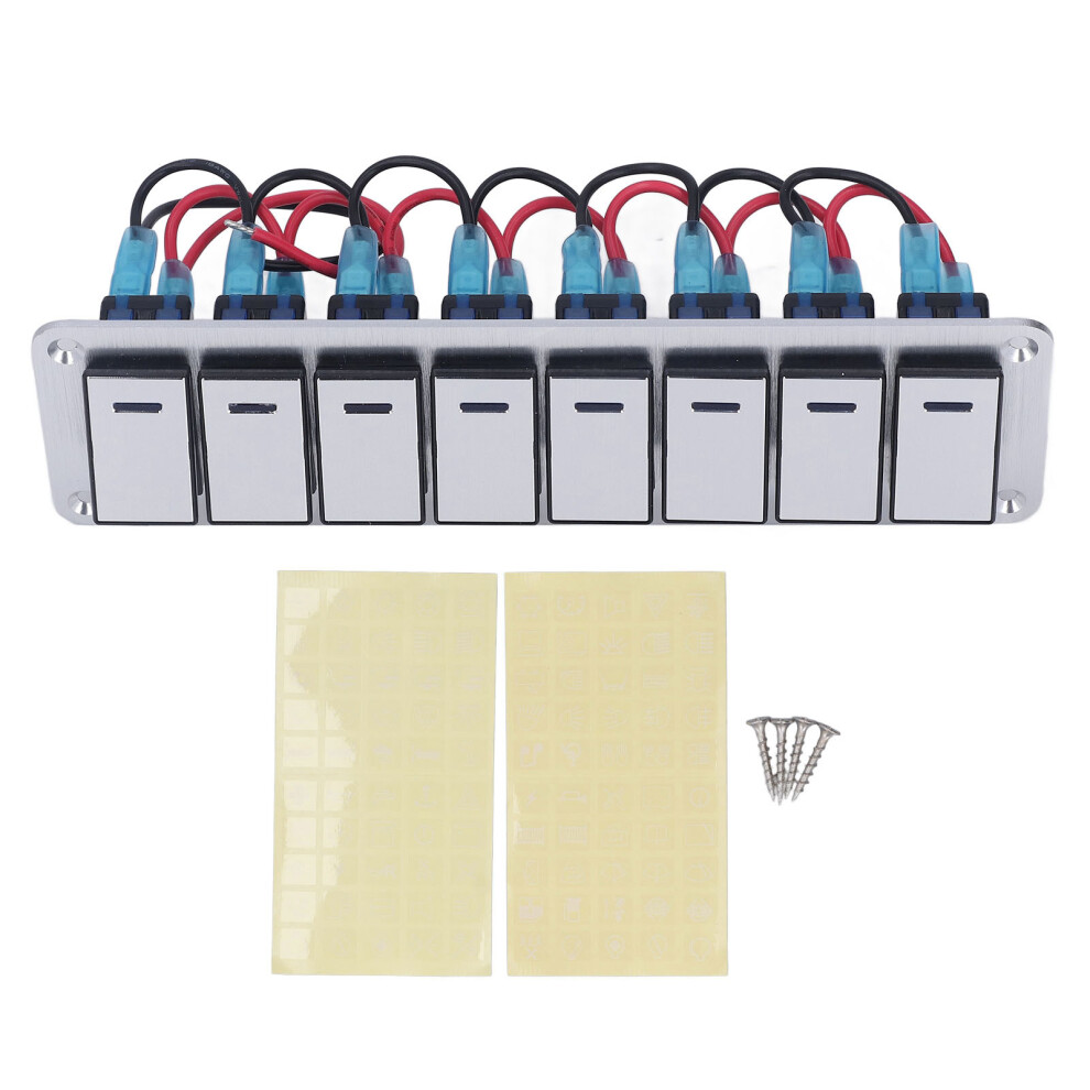 Rocker Switch Panel 8 Gang 3 Pin Led Single Blue Light Indicate Toggle On Off Switch Panel 12Â24V 4971320857970