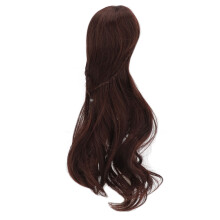 Peluca para muñeca a escala 1/3, pelo rizado, castaño oscuro, 8-9 pulgadas