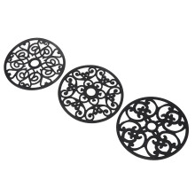 3pcs Modern Kitchen Trivets Waterproof Hollow Carved High Temperature Resistance Round Trivets