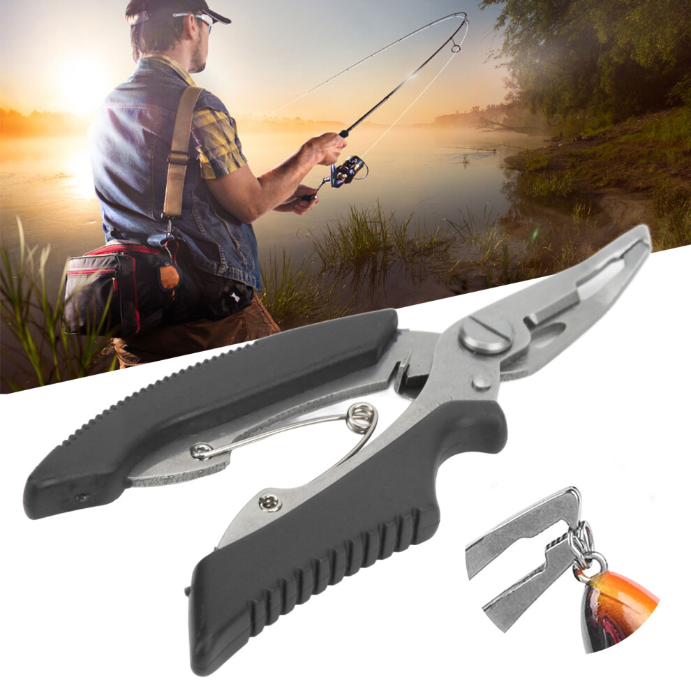 Stainless Steel Fishing Pliers Curved Mouth Lure Wire Cutter Multifunction Lure Pliers For Outdoor Fishing Black 8781320880450