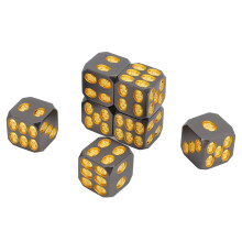 Conjunto de dados de metal de 7 piezas, 1,6 cm, calavera negra/dorada