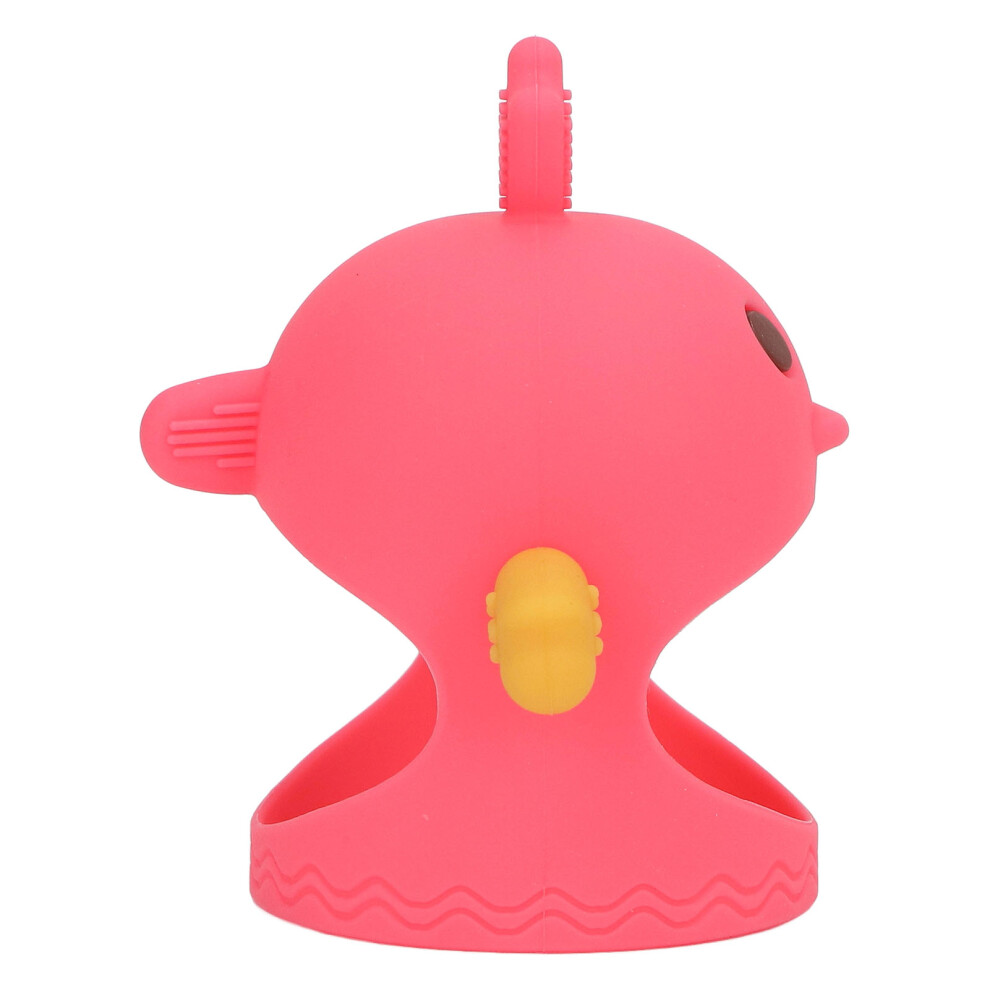 Hand Pacifier Silicone Cute Chick Shape Baby Teether Soothing Pacifier with 2 Teether Stems for Daytime and Nighttime Watermelon Red