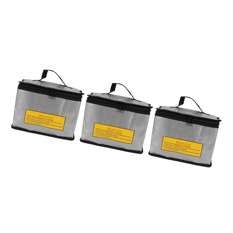3Pcs Lipo Battery Safe Bag Fireproof Explosionproof Large Capacity Storage With Zipper 5081320891658