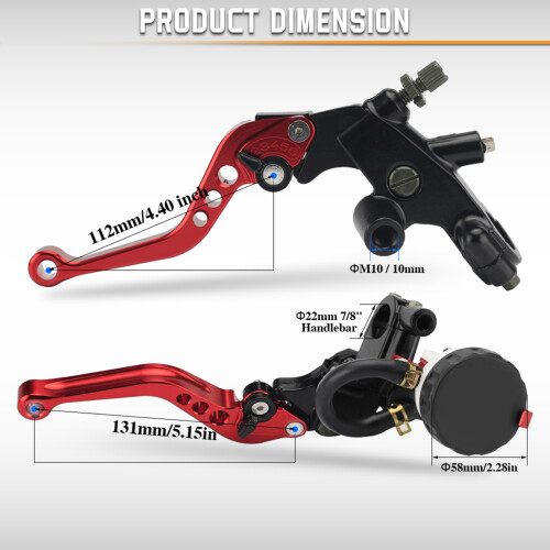7/8'' Hydraulik-Brems-/Kupplungshebel-Set 22 mm Rot 1