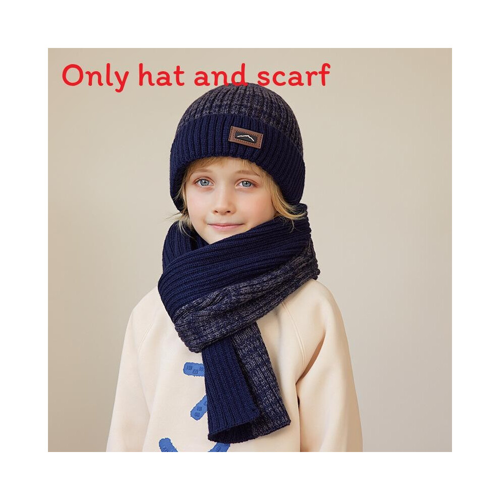 (Navy Set)Conjunto De Guantes Y Bufanda De Punto CáLido De Invierno Para NiñOs Para Estaciones Al Aire Libre FríO-image