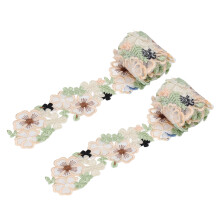 2 piezas 2 yardas 2.6 pulgadas de ancho ribete de encaje 3D floral de organza