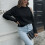 Schulterfreier Strickpullover Schwarz S 100%Polyester 6