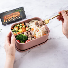 Silicone Bento Lunch Box Portable Reusable 3 Compartment Microwaveable Bento Box for Adult kids