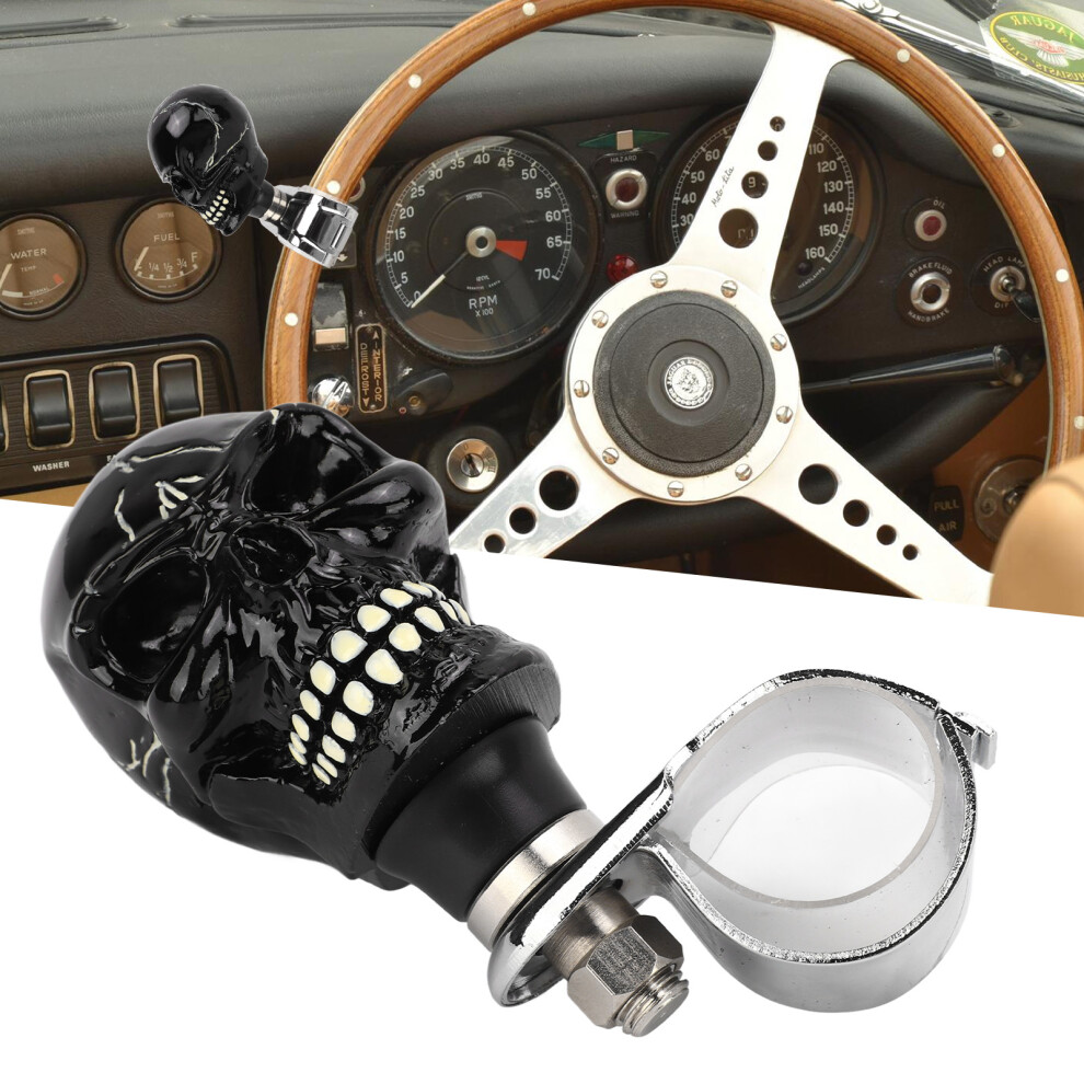 Skull Shape Steering Wheel Knob 3Cm Diameter Resin Turn Knob Spinner Booster For Cars Trucks Tractors Boats Black 8791320905930