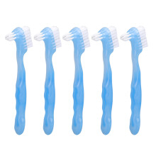 Cepillo portátil para dentaduras para personas mayores, 5 piezas, de doble cara, azul, limpiador dental