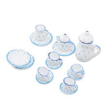 Juego de té de cerámica para casa de muñecas, Tipo D, 15 piezas