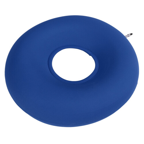 Cojín inflable azul en forma de dona para pacientes. 1