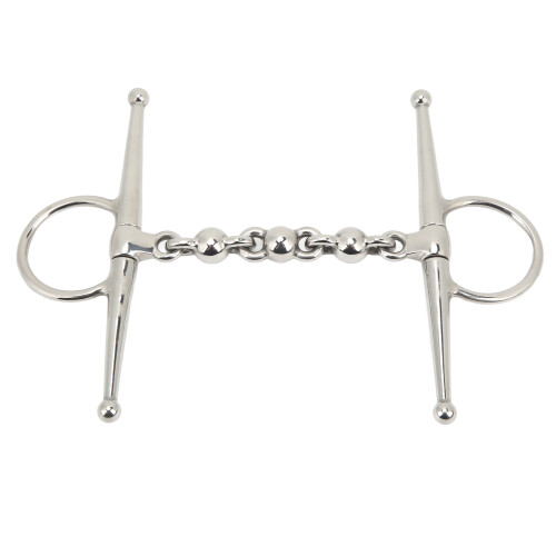 Bocado de acero inoxidable para caballo 135mm aro completo tipo snaffle con cadena de bolas 1