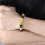 Schwarz Obsidian Elastisches 12mm Armband Golden Pixiu 7