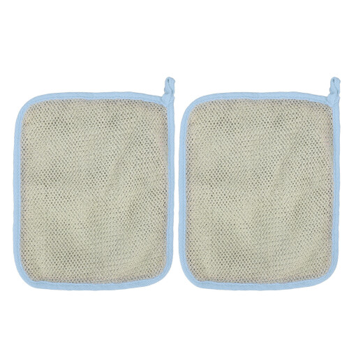2 Stück Nylon-Waschlappen – feines Netz, beidseitig, blau 1