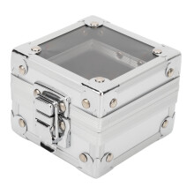 Caja de puntas para taladro de uñas con 25 orificios, transparente, plateada