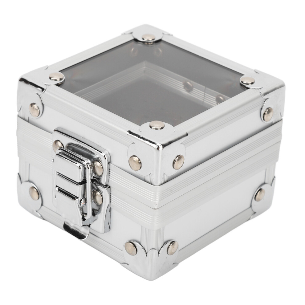 Silver Nail Drill Bits Storage Box 25 Holes Transparent Clamshell Lock Design Dustproof Nail Drill Bits Desktop Container