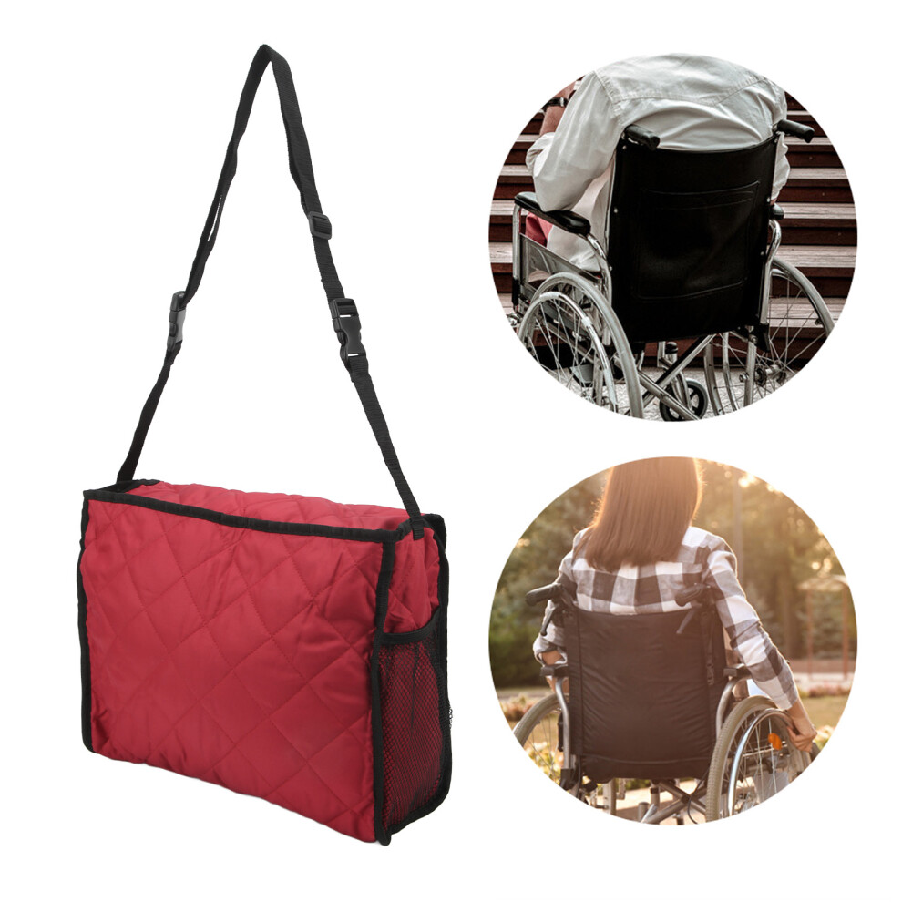 Red Wheelchair Hanging Storage Bag Quilted Cotton Household Walker Accessories For Scooter Trolley Wine