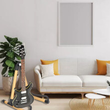 Soporte de guitarra de metal plegable, ajustable, dorado