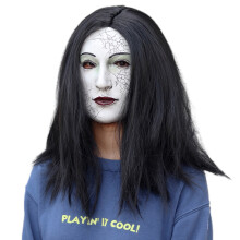 Cubre rostro de látex para Halloween, mujer espeluznante, talla única