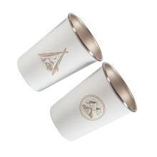 Conjunto de 4 tazas de acero inoxidable para camping - 350 ml Blanco