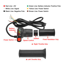 36V/48V Right and Left Electric Bike Handlebar Throttle Grip with Battery Indicator Power Switch Ebike Twist Throttle Handle Thumb Throttle