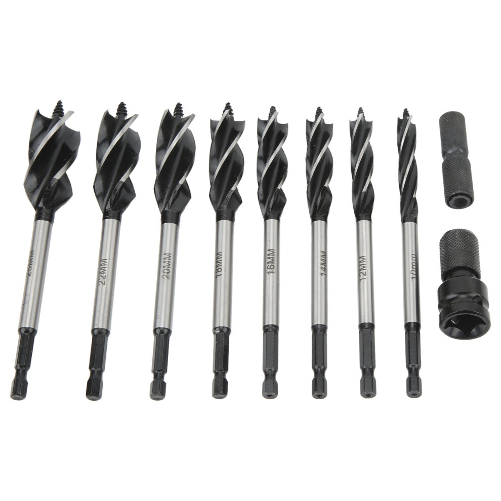 Auger Drill Bit Set 4 Slot 4 Flute Fast Chip Removal Efficient Cutting 10Mm To 25Mm Wood Reaming Drill Bit With Adapter 5041320938883