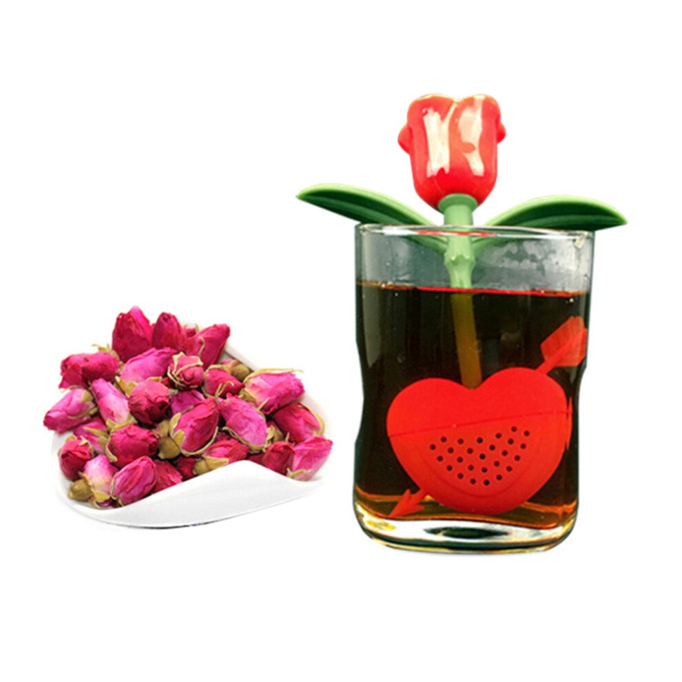 Rose Tea Strainer Tea Infuser Heat Resistant Reusable Rose Shape Silicone Loose Leaf Tea Infusers