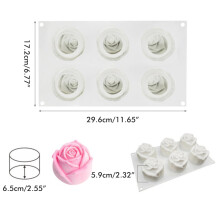 6-Kammer-Rosen-Mousse-Form Milchweiß 296x172x59 mm