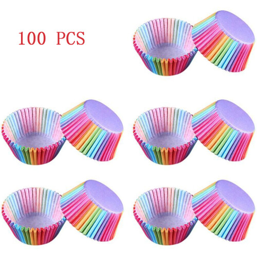100 Stück Regenbogen-Cupcake-Förmchen aus Papier 68  68  32 mm 1