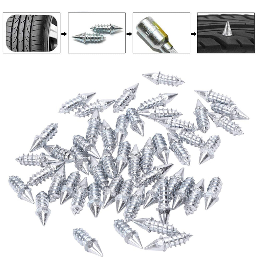 50Pcs Tyre Rivets Anti Slip Ice Snow Spikes Car Motorcycle Off Road Screw Tyre Rivets Wheel Antislip Snow Spike 8081320945556