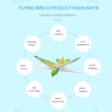 Dron de juguete con control remoto Flying Bird, 3.7V 70mAh, 22x27 cm