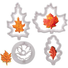 4-teiliges Blatt-Ausstecher-Set, Weiß, 6,2–9,5  4,9–9,1 cm