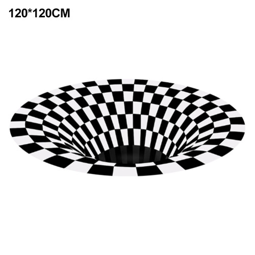3D-Vortex-Teppich, Polyester, Schwarz/Weiß Gitter 60-160cm 1