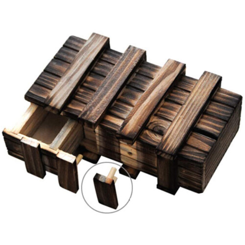 Caja de rompecabezas de madera, compartimiento, 15.2x8.5x5.3 cm 1