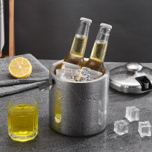 Cubo para hielo de acero inoxidable de 1,3 L, 201414 cm, plateado